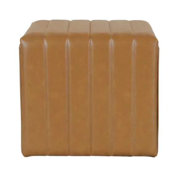 Kirkland's Home Benches & Ottomans-Cognac Leather Arch Ottoman