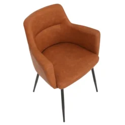 Kirkland's Home Dining Chairs-Cognac Vegan Leather Dining Chairs, Set Of 2