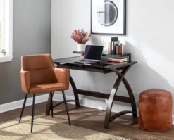 Kirkland's Home Dining Chairs-Cognac Vegan Leather Dining Chairs, Set Of 2