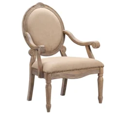Kirkland's Home Accent Chairs-Coley Beige Linen Armchair