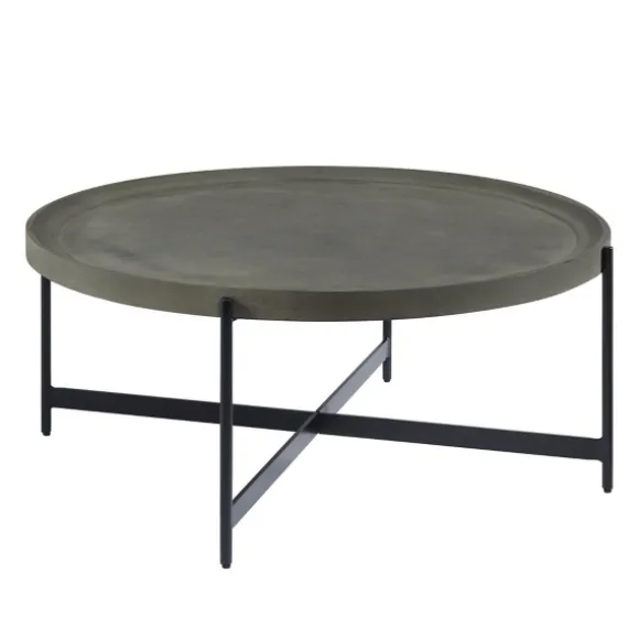 Kirkland's Home Coffee Tables-Concrete Round Tray Top Coffee Table