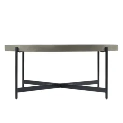 Kirkland's Home Coffee Tables-Concrete Round Tray Top Coffee Table
