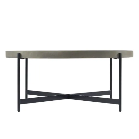 Kirkland's Home Coffee Tables-Concrete Round Tray Top Coffee Table