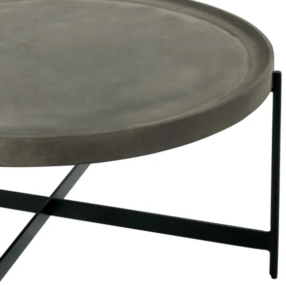 Kirkland's Home Coffee Tables-Concrete Round Tray Top Coffee Table