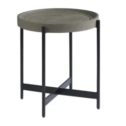 Kirkland's Home Accent & End Tables-Concrete Round Tray Top Side Table