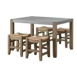 Kirkland's Home Dining Sets-Concrete Table And Stools 5-Pc. Dining Set