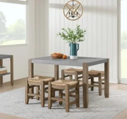 Kirkland's Home Dining Sets-Concrete Table And Stools 5-Pc. Dining Set