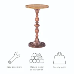 Kirkland's Home Accent & End Tables-Copper Plated Accent Table With Mango Wood Top