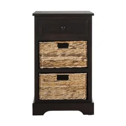 Kirkland's Home Accent & End Tables-Cora Accent Table With Woven Storage Baskets