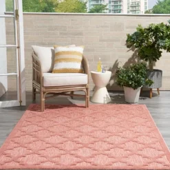 Kirkland's Home Outdoor Rugs-Coral Trellis Indoor/Outdoor Area Rug, 6X9