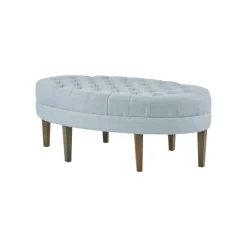 Kirkland's Home Benches & Ottomans-Cory Tufted Dusty Linen Ottoman