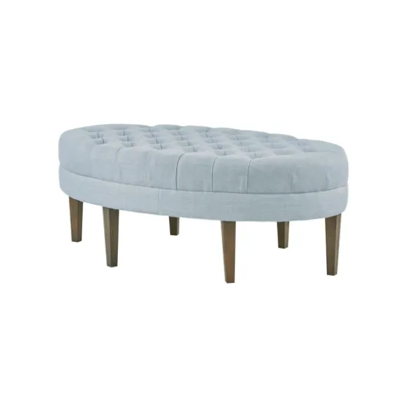 Kirkland's Home Benches & Ottomans-Cory Tufted Dusty Linen Ottoman