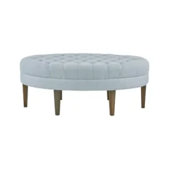 Kirkland's Home Benches & Ottomans-Cory Tufted Dusty Linen Ottoman