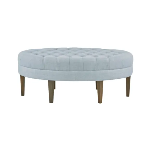 Kirkland's Home Benches & Ottomans-Cory Tufted Dusty Linen Ottoman