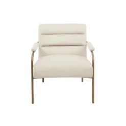 Kirkland's Home Accent Chairs-Cream And Gold Channeled Accent Chair