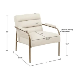 Kirkland's Home Accent Chairs-Cream And Gold Channeled Accent Chair