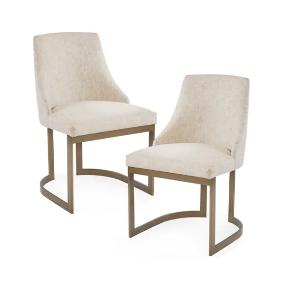 Kirkland's Home Dining Chairs-Cream And Gold Modern Dining Chairs, Set Of 2