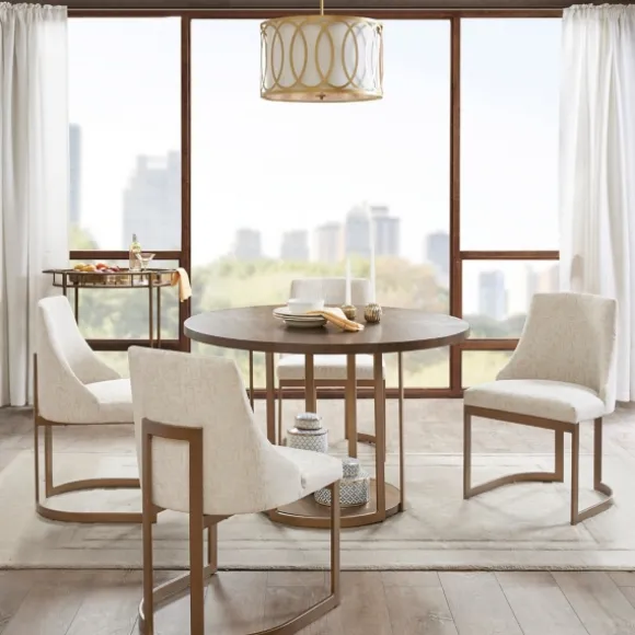 Kirkland's Home Dining Chairs-Cream And Gold Modern Dining Chairs, Set Of 2