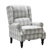 Kirkland's Home Accent Chairs-Cream And Gray Plaid Traditional Recliner
