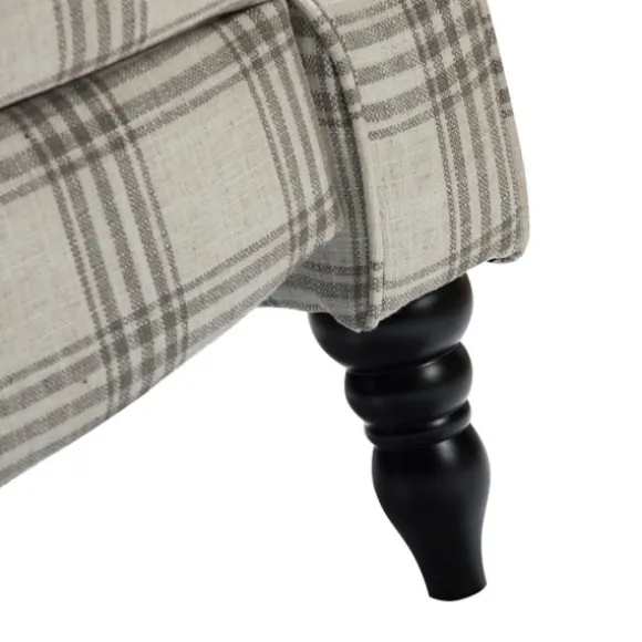 Kirkland's Home Accent Chairs-Cream And Gray Plaid Traditional Recliner