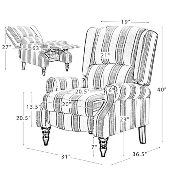 Kirkland's Home Accent Chairs-Cream And Gray Plaid Traditional Recliner