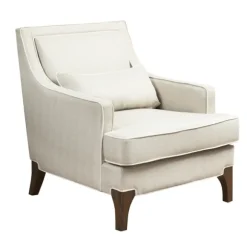 Kirkland's Home Accent Chairs-Cream And White Contrast Welting Accent Chair
