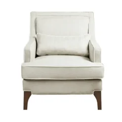 Kirkland's Home Accent Chairs-Cream And White Contrast Welting Accent Chair