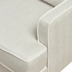 Kirkland's Home Accent Chairs-Cream And White Contrast Welting Accent Chair