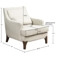 Kirkland's Home Accent Chairs-Cream And White Contrast Welting Accent Chair