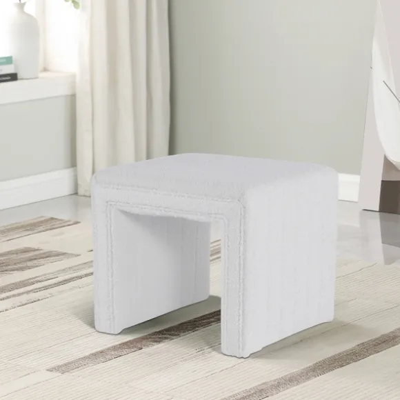 Kirkland's Home Benches & Ottomans-Cream Boucle Arch Ottoman