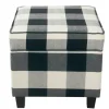 Kirkland's Home Benches & Ottomans-Cream Buffalo Plaid Upholstered Storage Ottoman