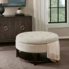 Kirkland's Home Benches & Ottomans-Cream Button Tufted Storage Ottoman