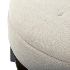 Kirkland's Home Benches & Ottomans-Cream Button Tufted Storage Ottoman