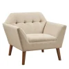 Kirkland's Home Accent Chairs-Cream Button Tufted Upholstered Accent Chair