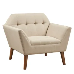 Kirkland's Home Accent Chairs-Cream Button Tufted Upholstered Accent Chair