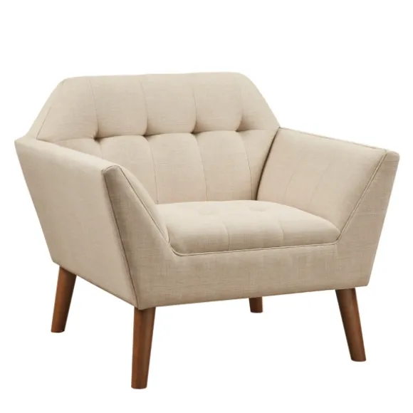 Kirkland's Home Accent Chairs-Cream Button Tufted Upholstered Accent Chair