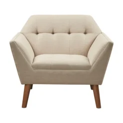 Kirkland's Home Accent Chairs-Cream Button Tufted Upholstered Accent Chair