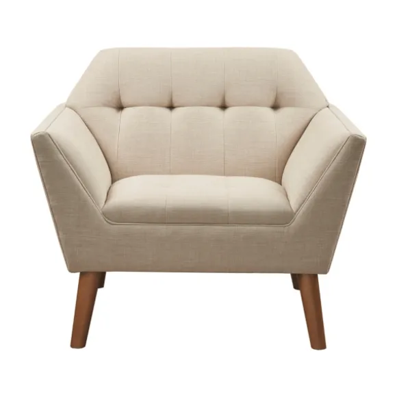 Kirkland's Home Accent Chairs-Cream Button Tufted Upholstered Accent Chair