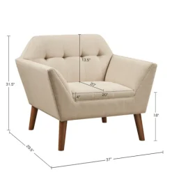 Kirkland's Home Accent Chairs-Cream Button Tufted Upholstered Accent Chair