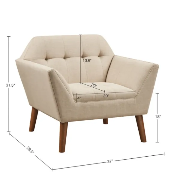 Kirkland's Home Accent Chairs-Cream Button Tufted Upholstered Accent Chair