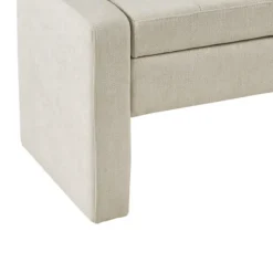 Kirkland's Home Benches & Ottomans-Cream Button Tufted Upholstered Storage Bench