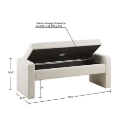 Kirkland's Home Benches & Ottomans-Cream Button Tufted Upholstered Storage Bench