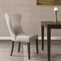 Kirkland's Home Dining Chairs-Cream Curved Back Upholstered Dining Chair
