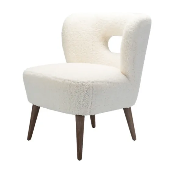 Kirkland's Home Accent Chairs-Cream Fluffy Wingback Accent Chair