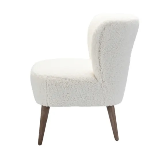Kirkland's Home Accent Chairs-Cream Fluffy Wingback Accent Chair