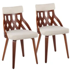 Kirkland's Home Dining Chairs-Cream Lattice Back 2-Pc. Dining Chair Set