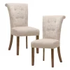 Kirkland's Home Dining Chairs-Cream Linen Rolled Back Dining Chairs, Set Of 2