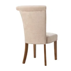 Kirkland's Home Dining Chairs-Cream Linen Rolled Back Dining Chairs, Set Of 2