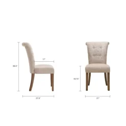 Kirkland's Home Dining Chairs-Cream Linen Rolled Back Dining Chairs, Set Of 2