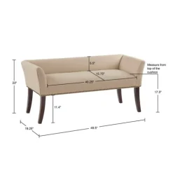 Kirkland's Home Benches & Ottomans-Cream Low Back Flared Arms Bench